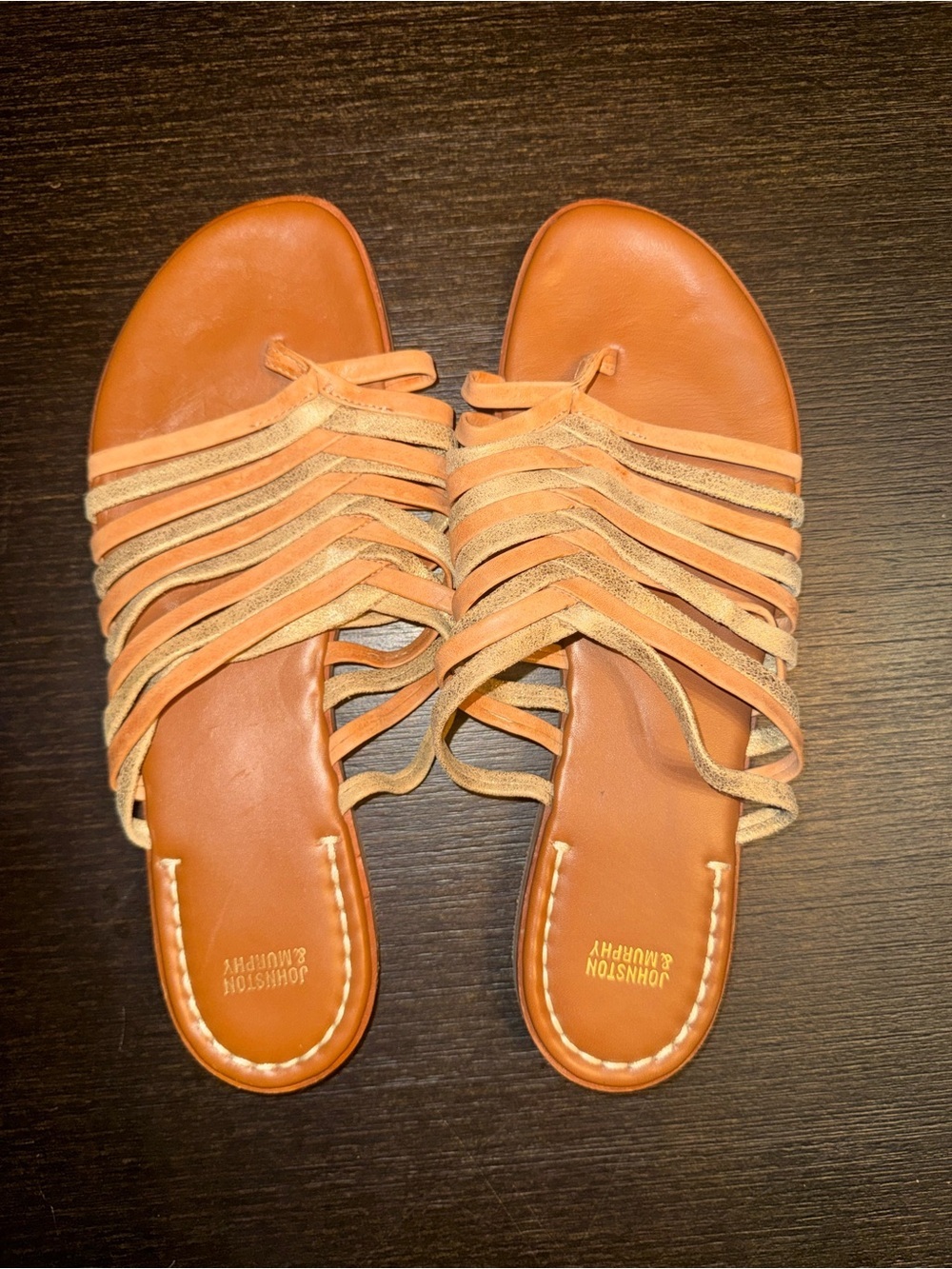 Johnston & Murphy Tan Multi-Strap Slide Sandals